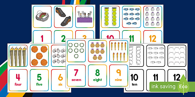 Olympic-themed Counting Matching Game 