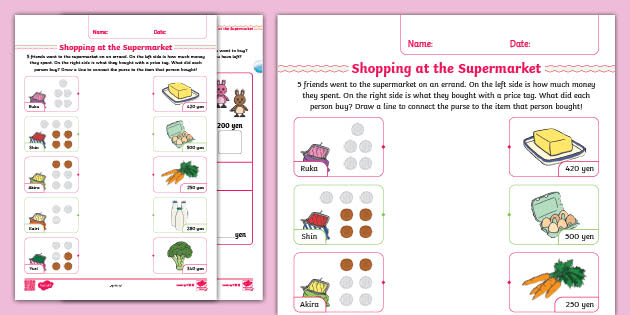 Shopping at the Supermarket: Japanese Money Matching Activity