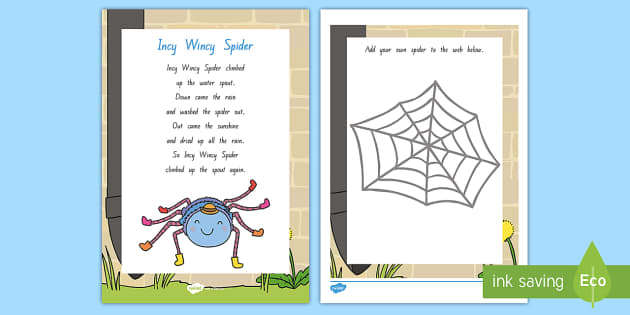 Incy Wincy Spider Worksheet | Nursery Rhymes | Twinkl
