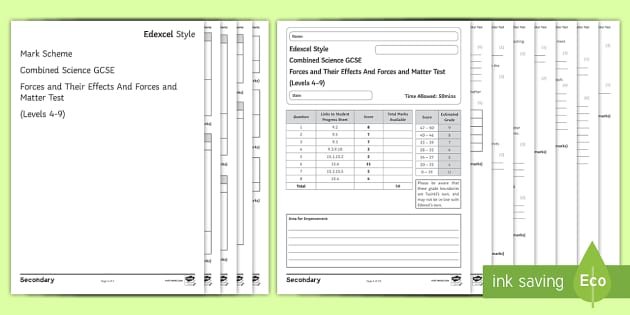 Edexcel Style Combined Science: Forces and their Effects and Forces and ...