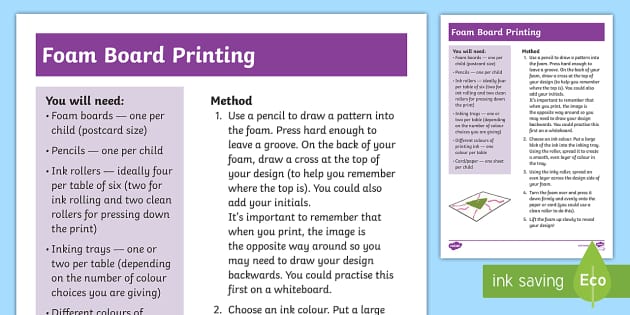 foam printmaking lesson plans