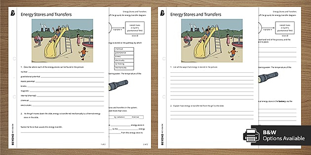 energy stores and transfers worksheet ks3 science beyond