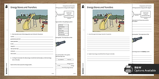 Energy Stores and Transfers Worksheet | KS3 Science | Beyond