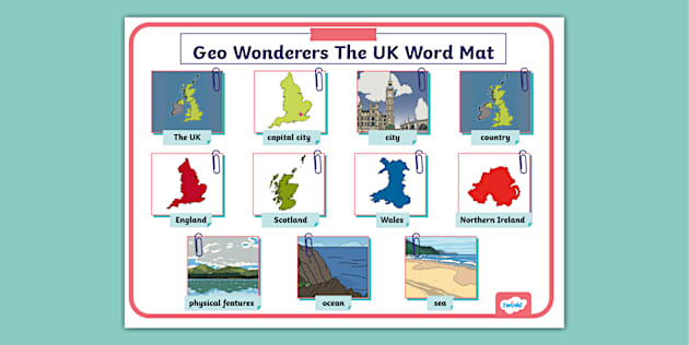 Geo Wonderers KS1 The UK Pictorial Word Mat Lesson Three
