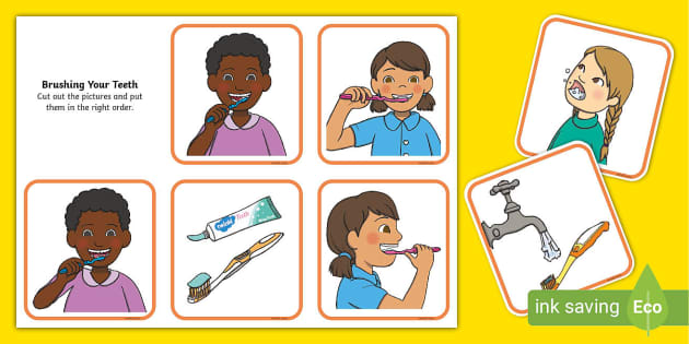 Instructions on How to Brush Your Teeth - KS2 Sequence Cards