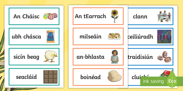 Easter Key Vocabulary Display Labels Gaeilge (teacher made)