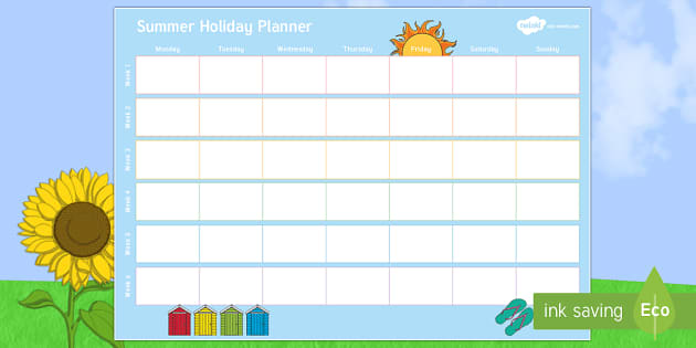 Summer Holiday Activity Planner | Summer Calendar - Twinkl