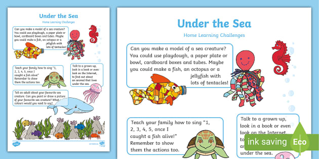 Under the Sea Home Learning Challenge Sheet Nursery | Twinkl
