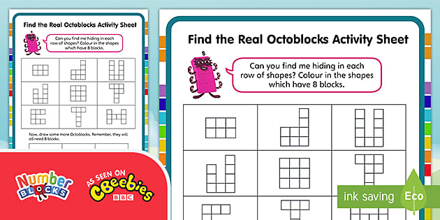 👉 Numberblocks: Find the Real Octoblocks Worksheet: