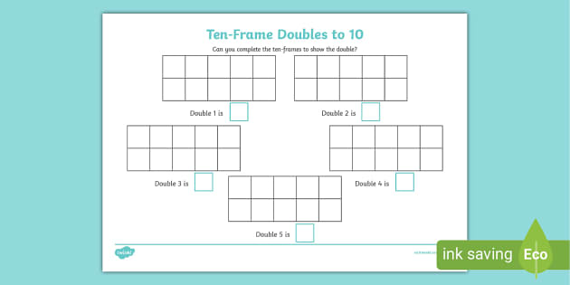 👉 Ten-Frame Doubles to 10 Activity Sheet - Twinkl