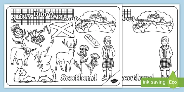 I Can Doodle About Scotland Colouring Pages (teacher made)