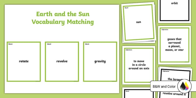 Earth and the Sun Vocabulary Matching Game (teacher made)