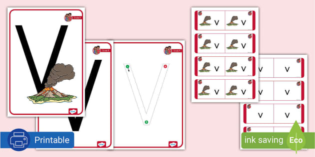 Gr. R Phonics V Poster, Flashcards, And Robot Letter