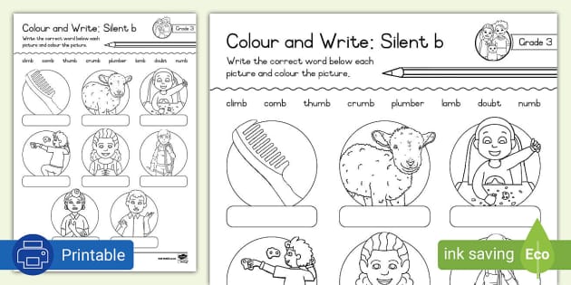 Grade 3 Phonics Colouring Silent B (Teacher-Made) - Twinkl