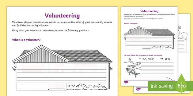 volunteering worksheet teacher made