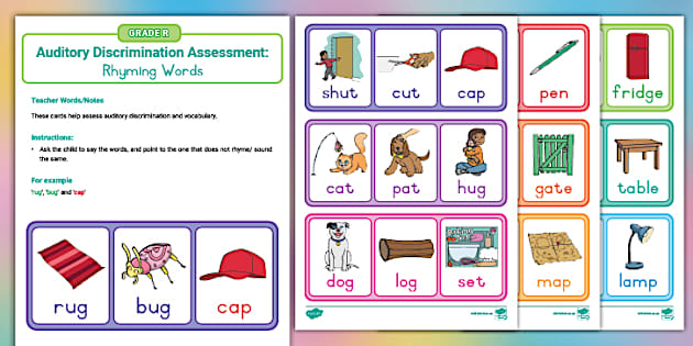 Grade R: Auditory Discrimination Assessment Rhyming Words
