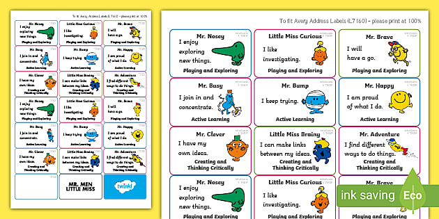 Mr. Men Characteristics of Effective Learning Sticker