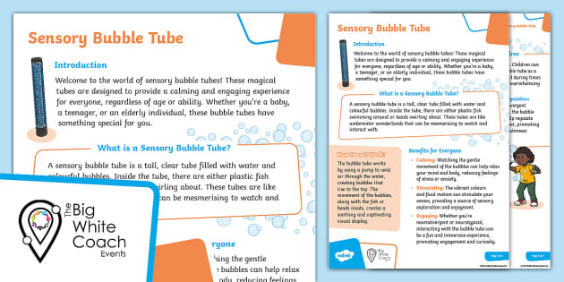 FREE! - Big White Coach: Sensory Bubble Tube KS1 - Twinkl