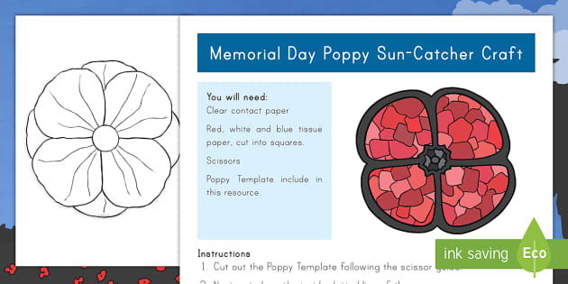 Memorial Day Poppy Sun Catcher Craft Teacher Made