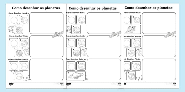 FREE! - Como Desenhar os Planetas (professor feito) - Twinkl