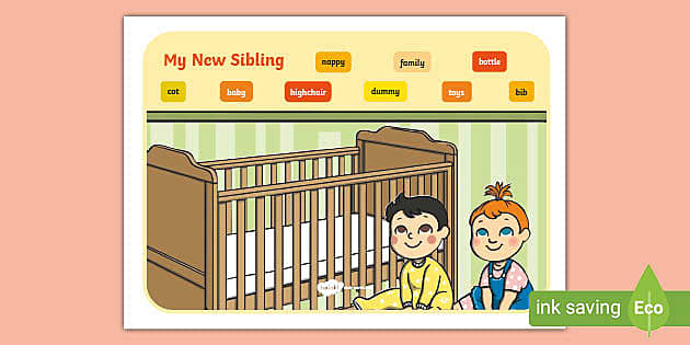 FREE! - My New Sibling Word Mat (teacher made) - Twinkl