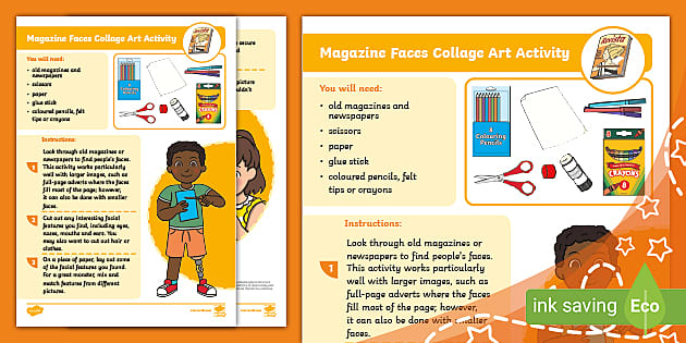 Magazine Faces Collage Art Activity (teacher made) - Twinkl