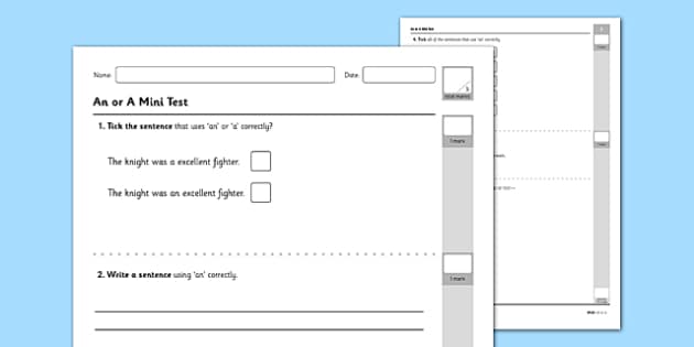 An or A Test / Twinkl (teacher made) - Twinkl