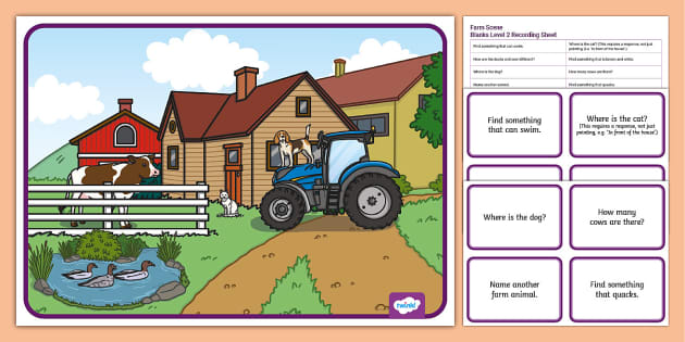 Farm Scene Questions - Blanks Level 2 Resources - Twinkl