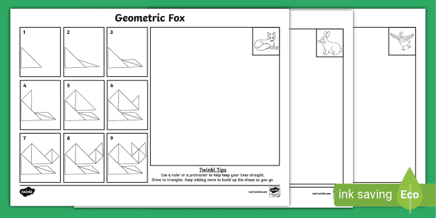 FREE! - How to Draw Geometric Animals Step by Step - Twinkl
