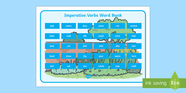 Imperative Verbs Word Bank (teacher Made) - Twinkl