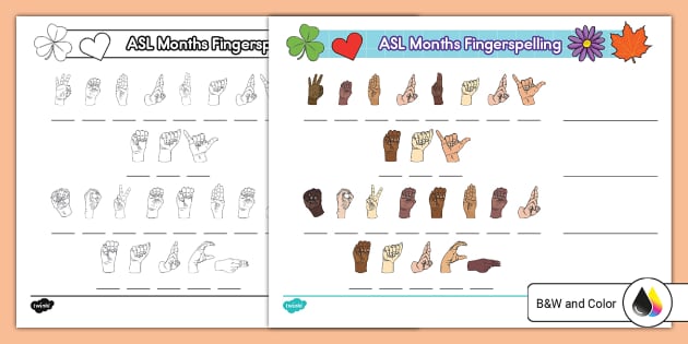 ASL Months of the Year Fingerspelling Activity #2 - Twinkl