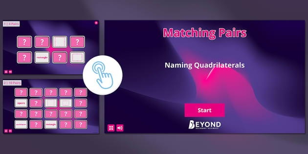 👉 Naming Quadrilaterals Matching Pairs Game - Twinkl