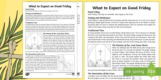 Good Friday Worksheets | What to Expect on Good Friday