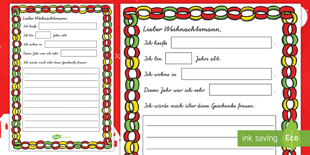 Brief an den Weihnachtsmann Schreibvorlage (teacher made)