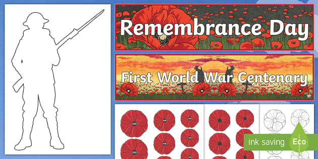 Lest We Forget' Display Heading/ Classroom Banner with Poppy