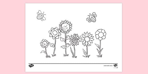 FREE! - Desenho sobre a Primavera para Colorir - Twinkl