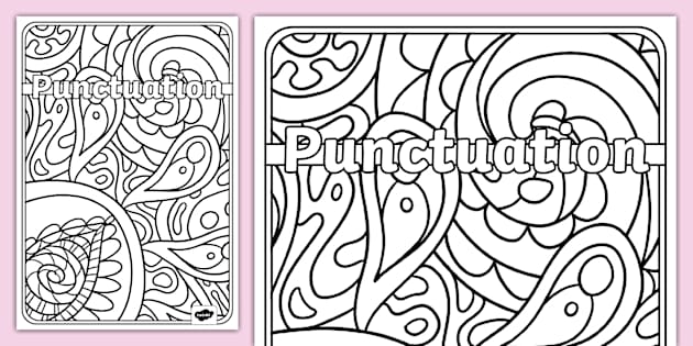 Mindfulness Colouring Book Cover - Punctuation - Twinkl