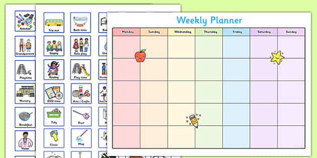 Toddler and Young Children Weekly Planner baby toddler two