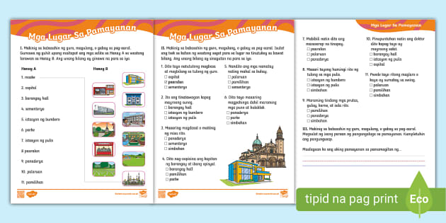 Mga Lugar sa Komunidad worksheet | Live Worksheets - verloop.io