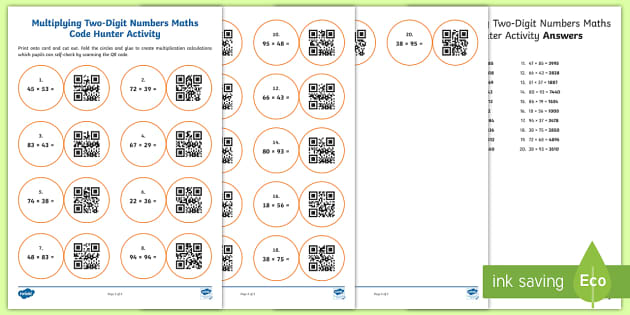 KS2 Multiplying Two-Digit Numbers Maths Code Hunter Activity