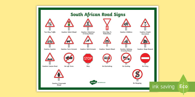 South African Road Signs Large Display Poster South African Road Signs Large Display Poster
