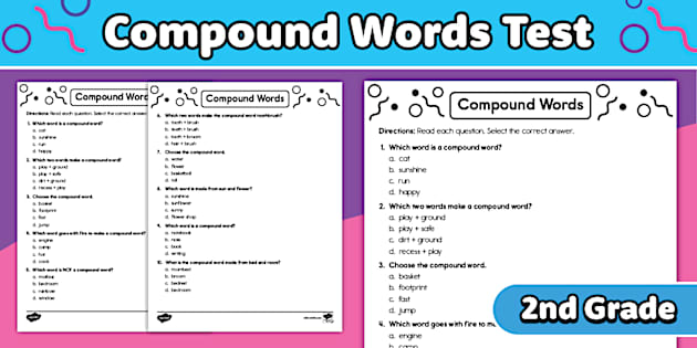 Second Grade Compound Words Multiple Choice Test