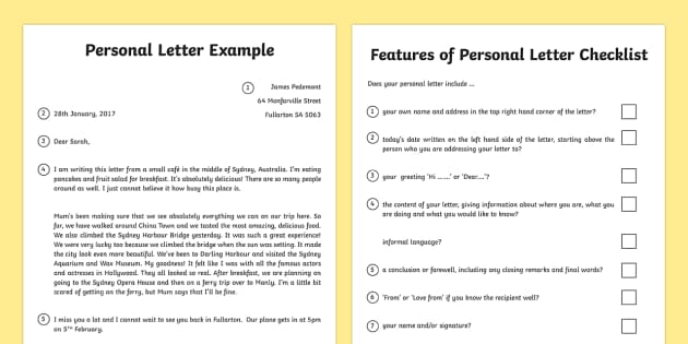 how to write a personal letter format