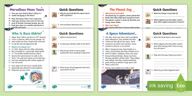 Ks1 60 Second Reads Space Activity Pack Teacher Made