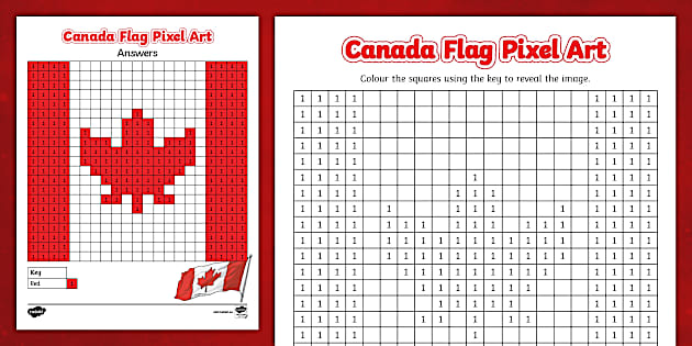 Canada Flag Pixel Art Template (teacher made) - Twinkl