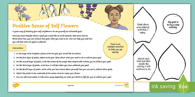 Positive Sense of Self Flowers Activity Sheet - Twinkl