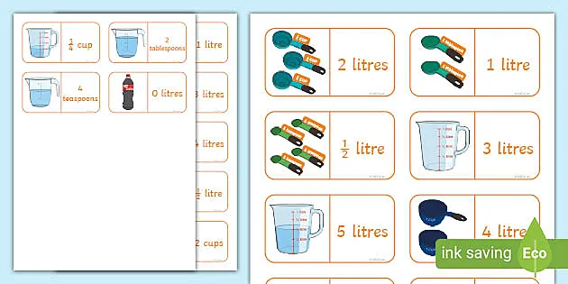 Level 2 Volume Loop Cards Litres, Cups, Spoons - Twinkl