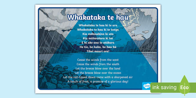 Whakataka Te Hau - Karakia A4 Display Poster - Twinkl