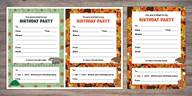 Birthday Party Invitation Cards (teacher made) - Twinkl