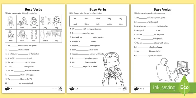 Base Verbs Gap Fill Differentiated Worksheet Teacher Made